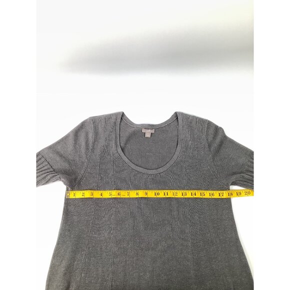 J. Jill Small Gray Short Sleeve Ribbed Hem Knit Dress Oversized Linen Maxi - Picture 6 of 9